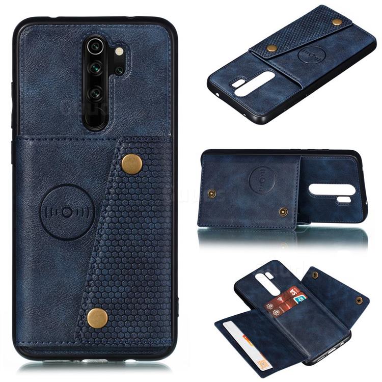 Retro Multifunction Card Slots Stand Leather Coated Phone Back Cover for Xiaomi Redmi 9 - Blue