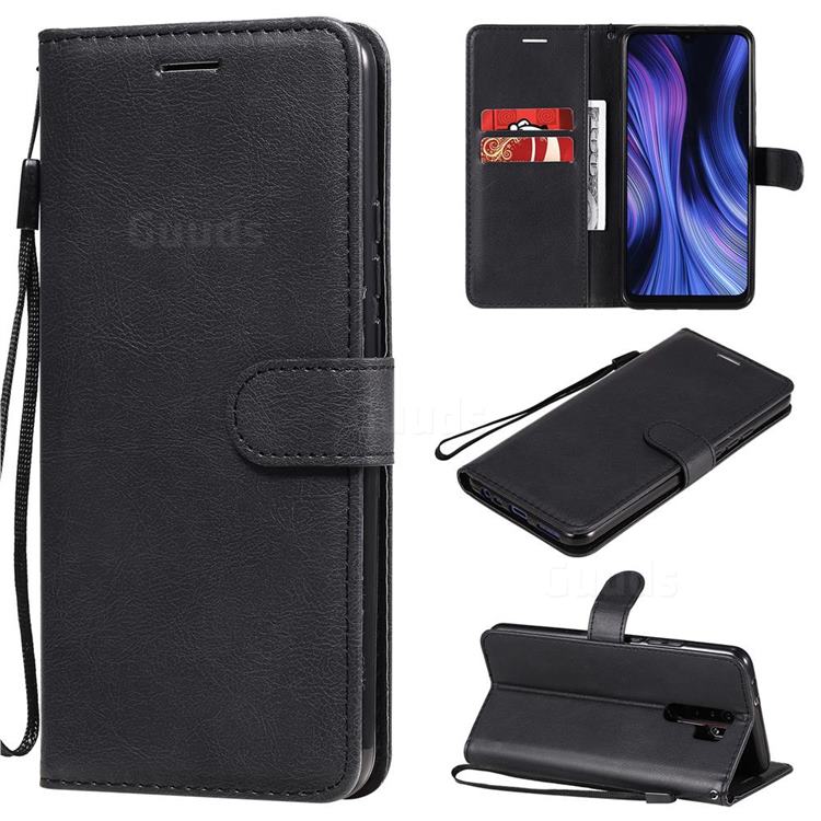 Retro Greek Classic Smooth PU Leather Wallet Phone Case for Xiaomi Redmi 9 - Black