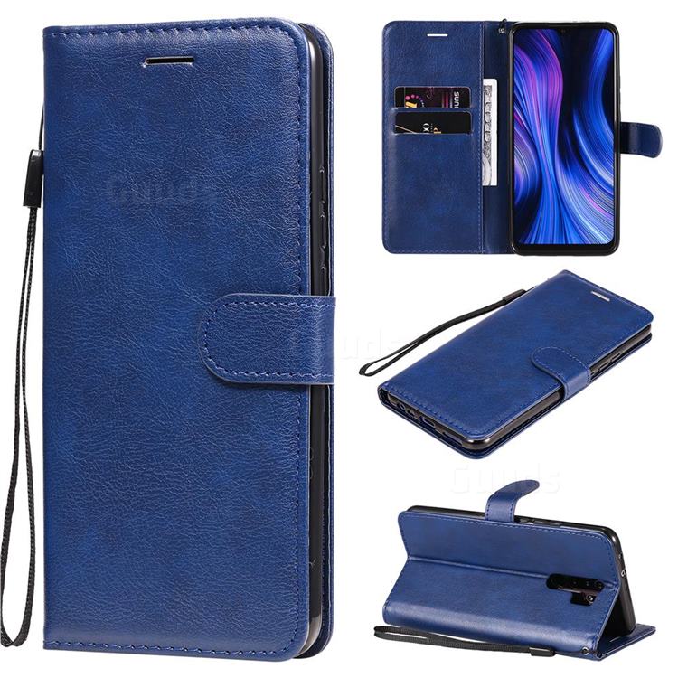 Retro Greek Classic Smooth PU Leather Wallet Phone Case for Xiaomi Redmi 9 - Blue