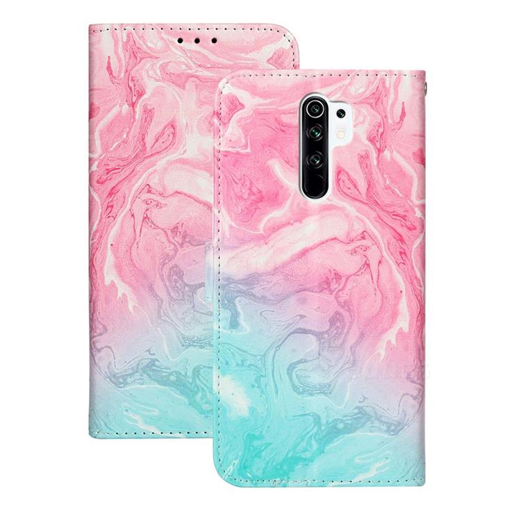 Pink Green Marble PU Leather Wallet Case for Xiaomi Redmi 9