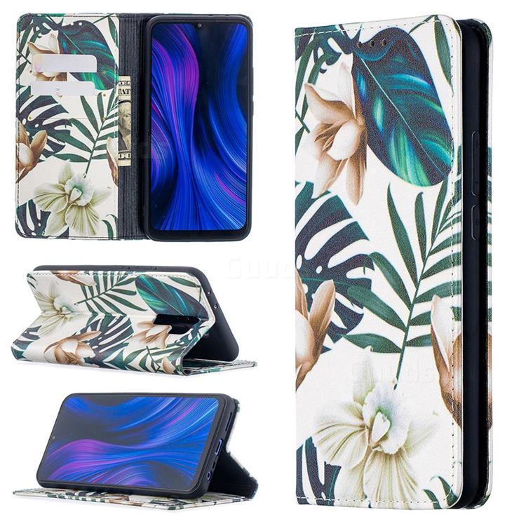 Flower Leaf Slim Magnetic Attraction Wallet Flip Cover for Xiaomi Redmi 9