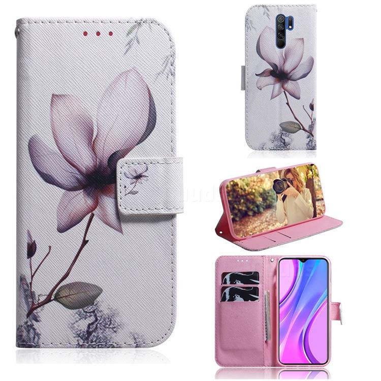 Magnolia Flower PU Leather Wallet Case for Xiaomi Redmi 9