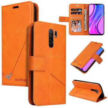 GQ.UTROBE Right Angle Silver Pendant Leather Wallet Phone Case for Xiaomi Redmi 9 - Orange