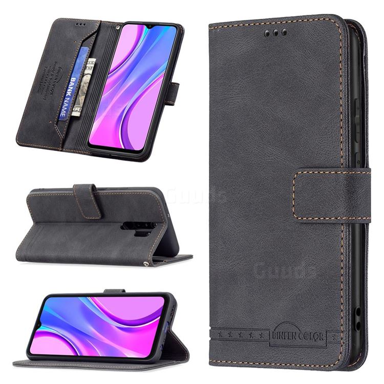Binfen Color RFID Blocking Leather Wallet Case for Xiaomi Redmi 9 - Black