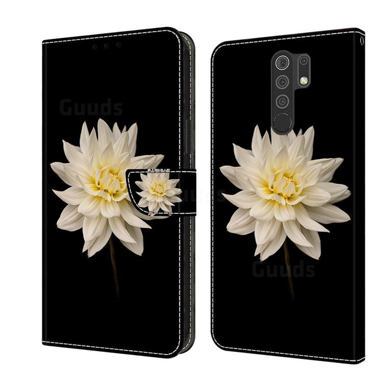 White Flower Crystal PU Leather Protective Wallet Case Cover for Xiaomi Redmi 9