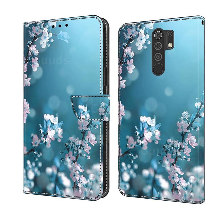 Plum Blossom Crystal PU Leather Protective Wallet Case Cover for Xiaomi Redmi 9