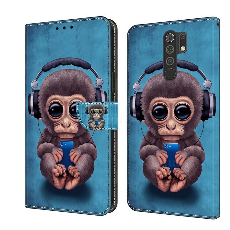 Cute Orangutan Crystal PU Leather Protective Wallet Case Cover for Xiaomi Redmi 9