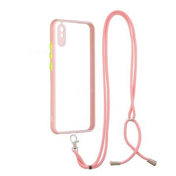 Necklace Cross-body Lanyard Strap Cord Phone Case Cover for Xiaomi Redmi 9A - Pink