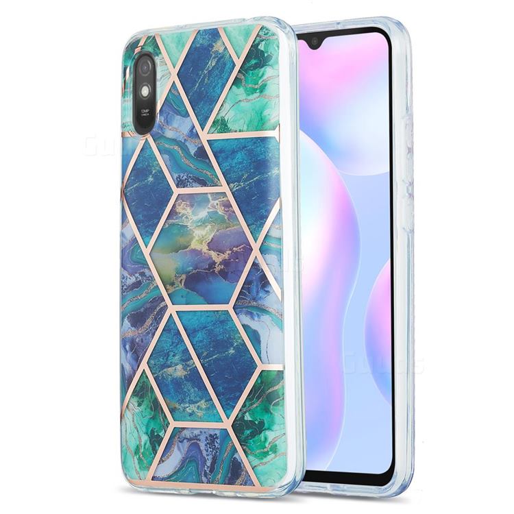 Blue Green Marble Pattern Galvanized Electroplating Protective Case Cover for Xiaomi Redmi 9A