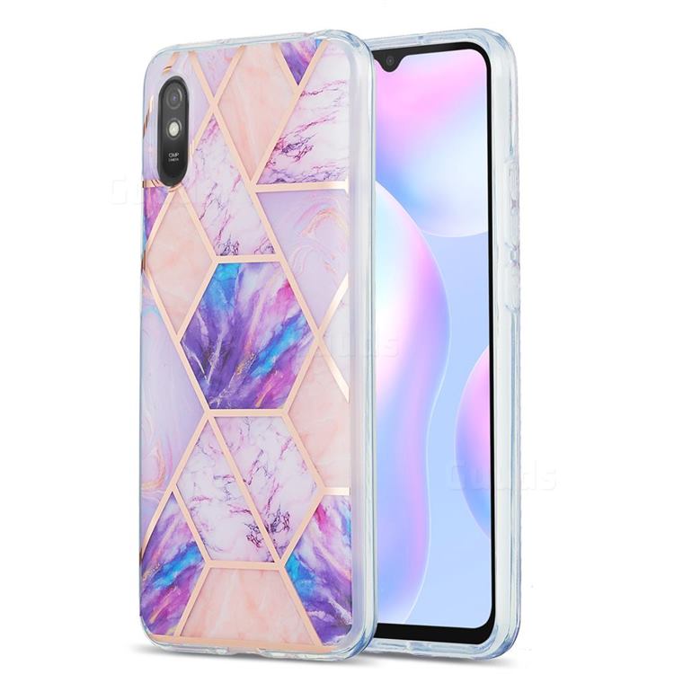 Purple Dream Marble Pattern Galvanized Electroplating Protective Case Cover for Xiaomi Redmi 9A