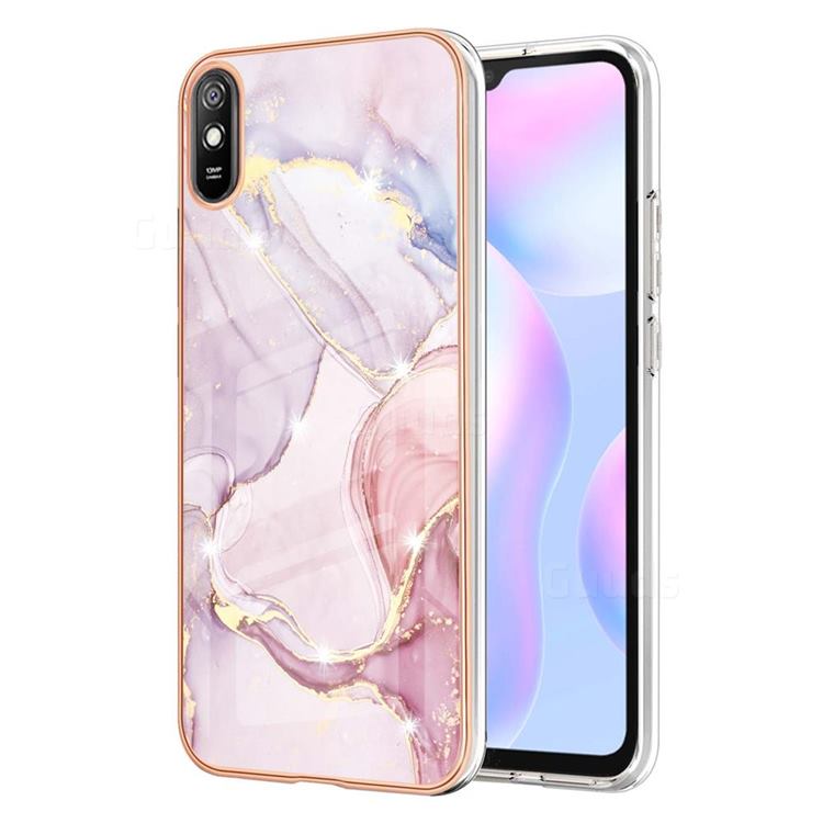 Rose Gold Dancing Electroplated Gold Frame 2.0 Thickness Plating Marble IMD Soft Back Cover for Xiaomi Redmi 9A