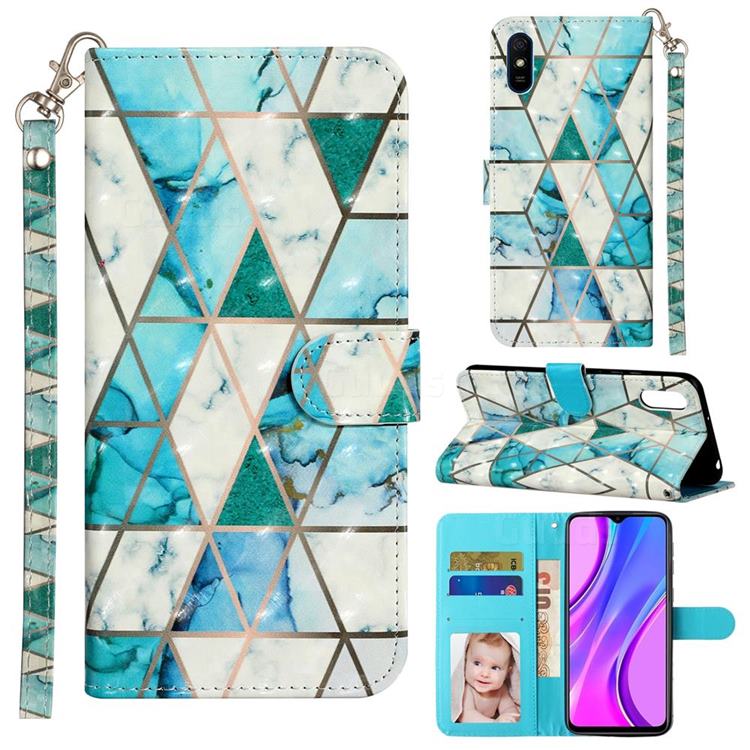 Stitching Marble 3D Leather Phone Holster Wallet Case for Xiaomi Redmi 9A