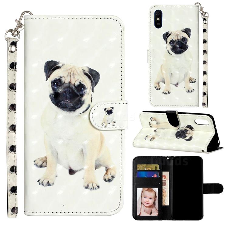 Pug Dog 3D Leather Phone Holster Wallet Case for Xiaomi Redmi 9A