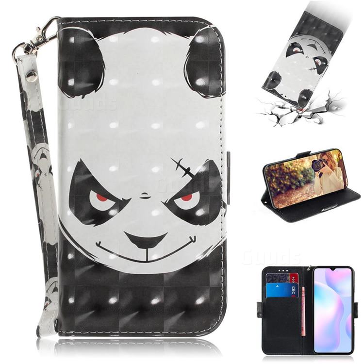 Angry Bear 3D Painted Leather Wallet Phone Case for Xiaomi Redmi 9A