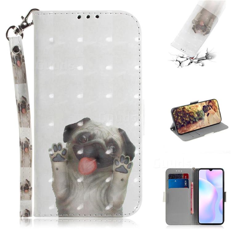 Pug Dog 3D Painted Leather Wallet Phone Case for Xiaomi Redmi 9A