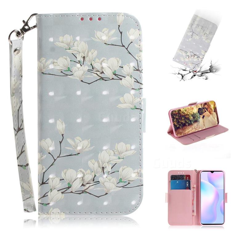 Magnolia Flower 3D Painted Leather Wallet Phone Case for Xiaomi Redmi 9A