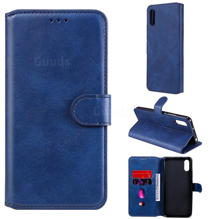 Retro Calf Matte Leather Wallet Phone Case for Xiaomi Redmi 9A - Blue