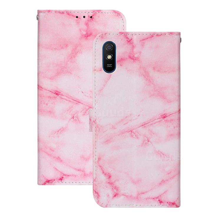Pink Marble PU Leather Wallet Case for Xiaomi Redmi 9A
