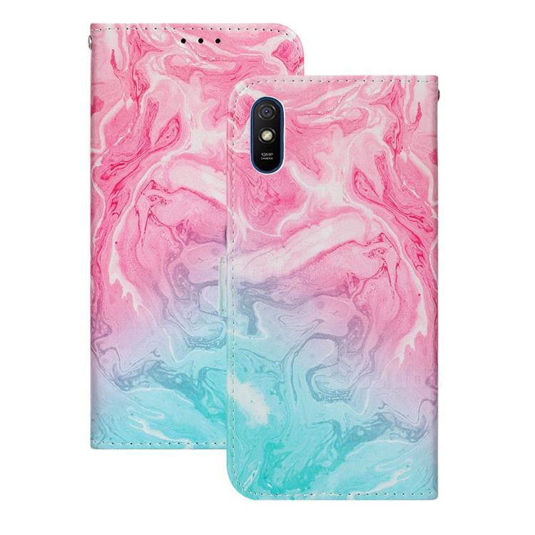 Pink Green Marble PU Leather Wallet Case for Xiaomi Redmi 9A