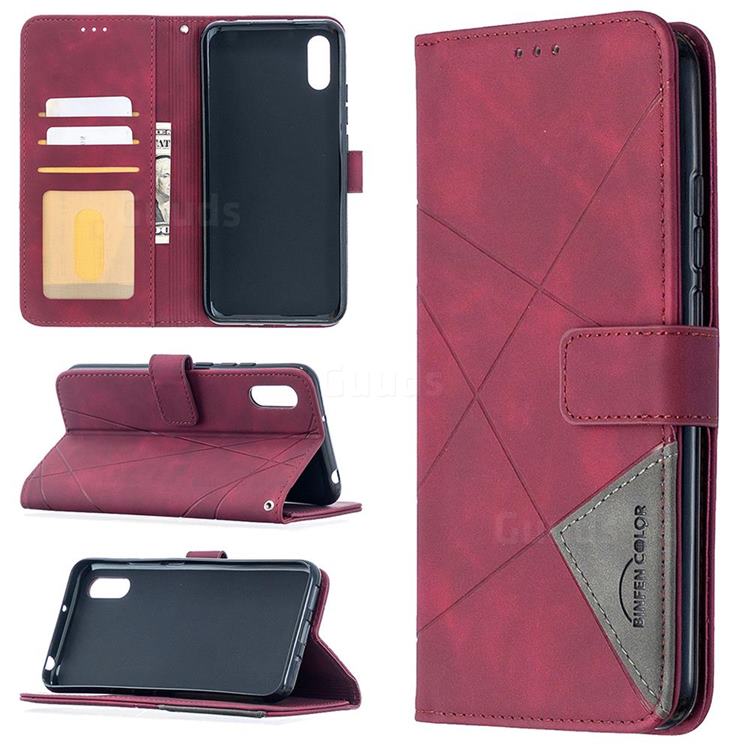 Binfen Color BF05 Prismatic Slim Wallet Flip Cover for Xiaomi Redmi 9A - Red