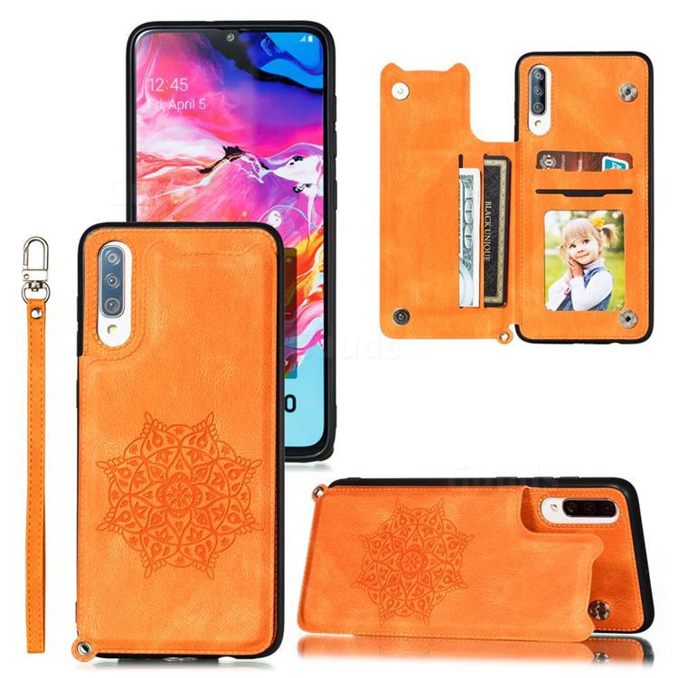 Luxury Mandala Multi-function Magnetic Card Slots Stand Leather Back Cover for Xiaomi Redmi 9A - Yellow