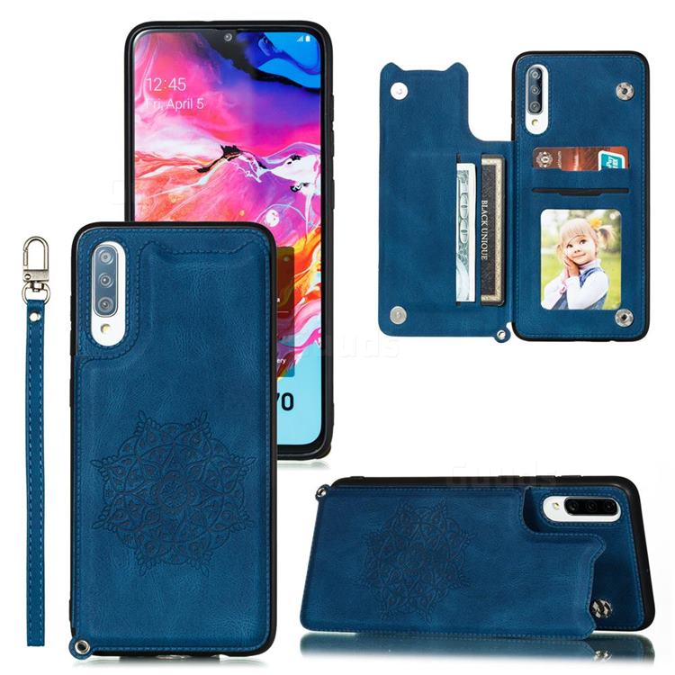 Luxury Mandala Multi-function Magnetic Card Slots Stand Leather Back Cover for Xiaomi Redmi 9A - Blue