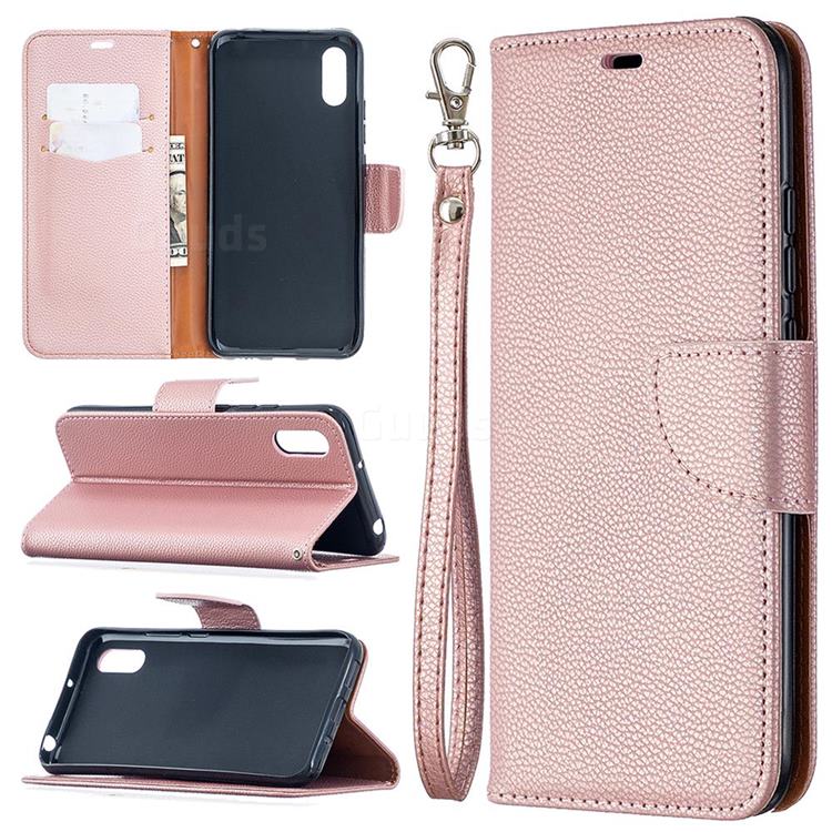 Classic Luxury Litchi Leather Phone Wallet Case for Xiaomi Redmi 9A - Golden