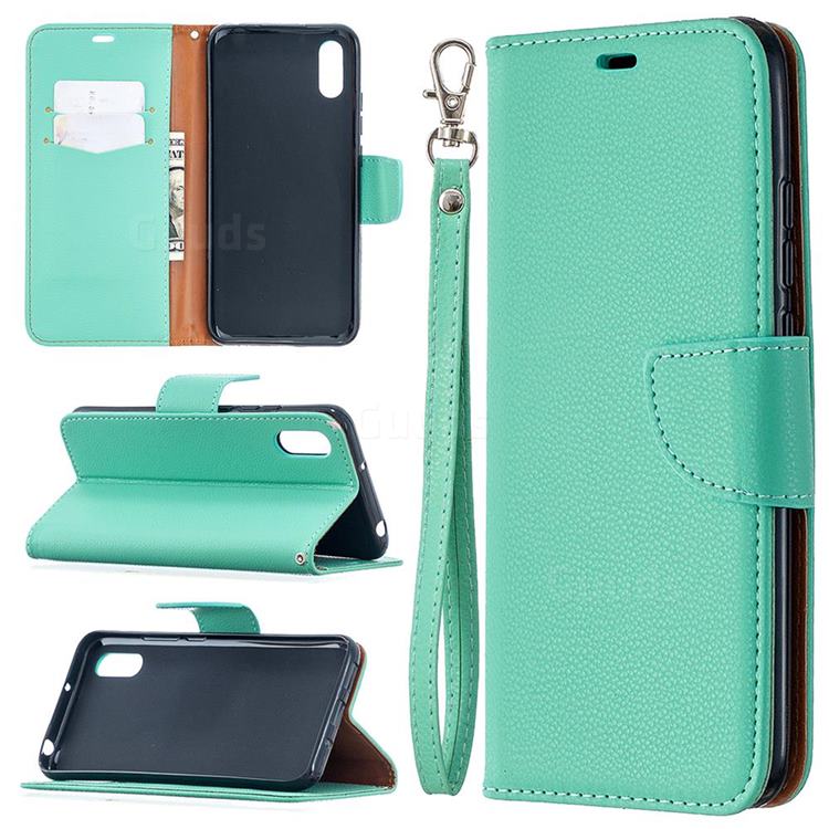 Classic Luxury Litchi Leather Phone Wallet Case for Xiaomi Redmi 9A - Green