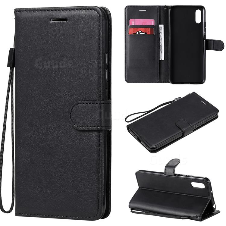 Retro Greek Classic Smooth PU Leather Wallet Phone Case for Xiaomi Redmi 9A - Black