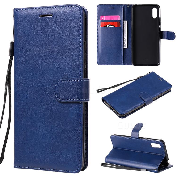 Retro Greek Classic Smooth PU Leather Wallet Phone Case for Xiaomi Redmi 9A - Blue