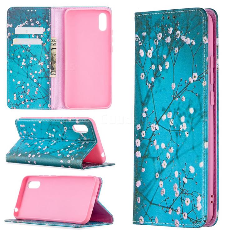Plum Blossom Slim Magnetic Attraction Wallet Flip Cover for Xiaomi Redmi 9A