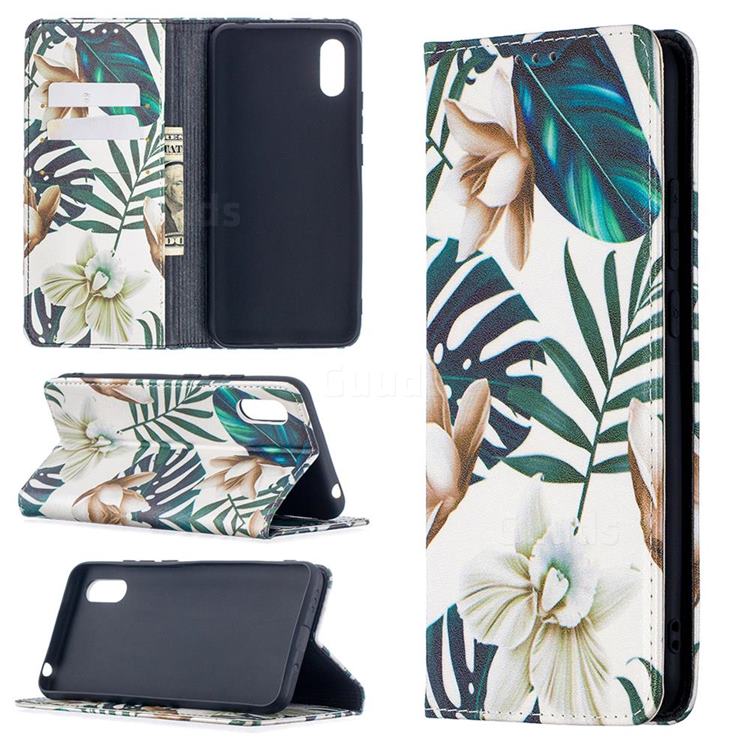 Flower Leaf Slim Magnetic Attraction Wallet Flip Cover for Xiaomi Redmi 9A