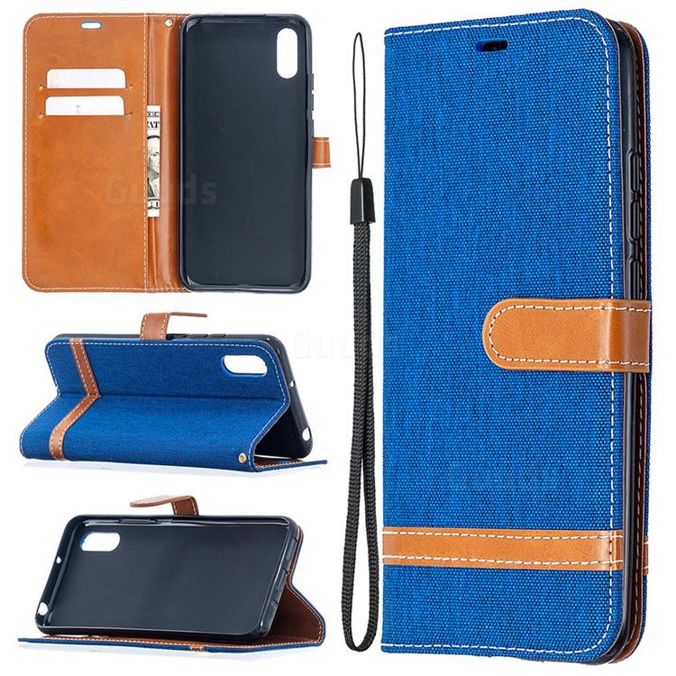 Jeans Cowboy Denim Leather Wallet Case for Xiaomi Redmi 9A - Sapphire