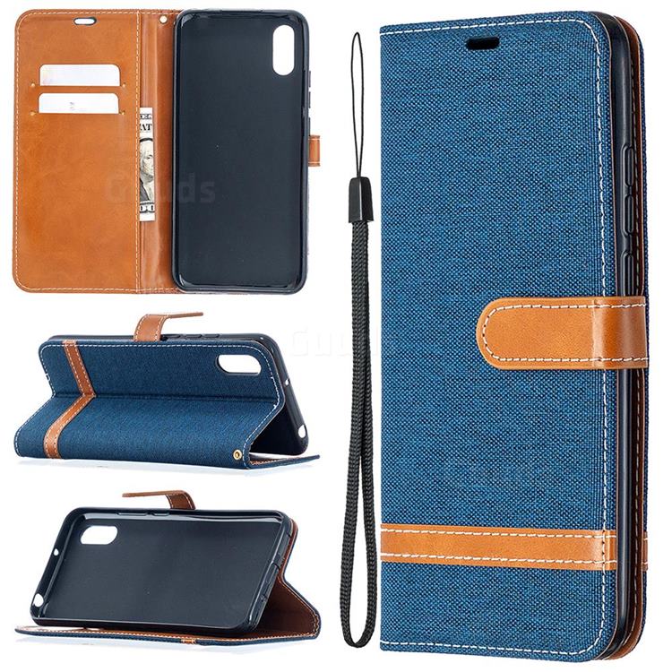 Jeans Cowboy Denim Leather Wallet Case for Xiaomi Redmi 9A - Dark Blue