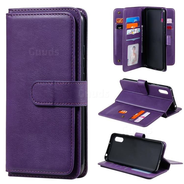 Multi-function Ten Card Slots and Photo Frame PU Leather Wallet Phone Case Cover for Xiaomi Redmi 9A - Violet