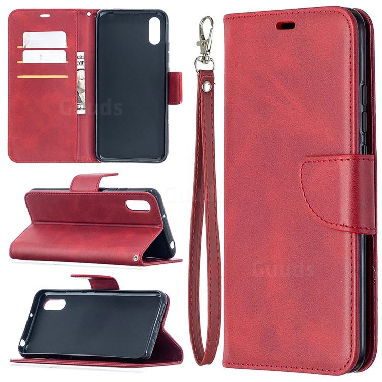 Classic Sheepskin PU Leather Phone Wallet Case for Xiaomi Redmi 9A - Red