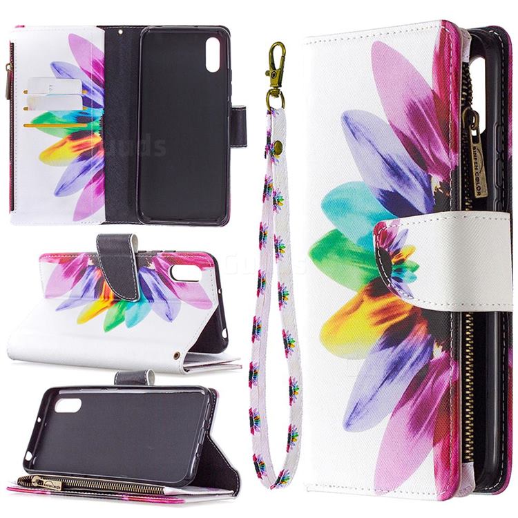 Seven-color Flowers Binfen Color BF03 Retro Zipper Leather Wallet Phone Case for Xiaomi Redmi 9A