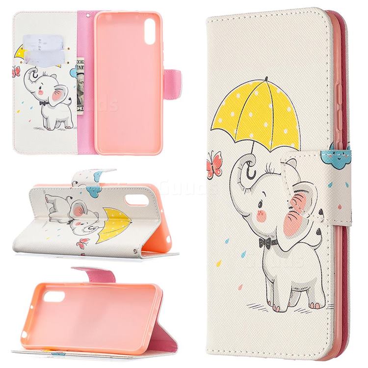 Umbrella Elephant Leather Wallet Case for Xiaomi Redmi 9A