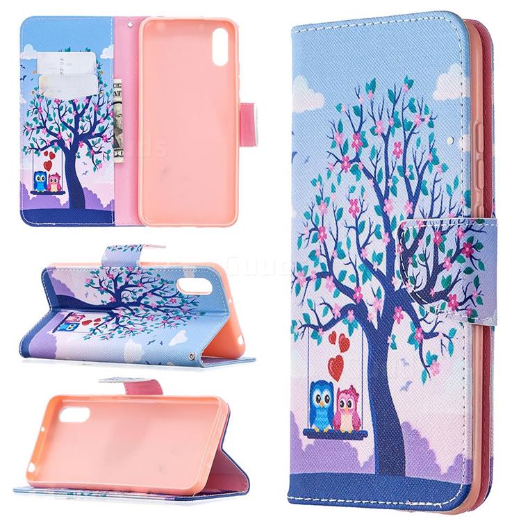 Tree and Owls Leather Wallet Case for Xiaomi Redmi 9A