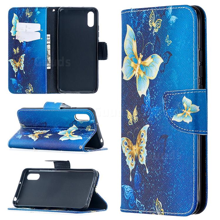 Golden Butterflies Leather Wallet Case for Xiaomi Redmi 9A