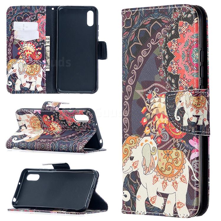Totem Flower Elephant Leather Wallet Case for Xiaomi Redmi 9A