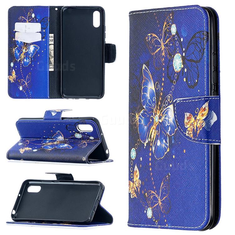 Purple Butterfly Leather Wallet Case for Xiaomi Redmi 9A