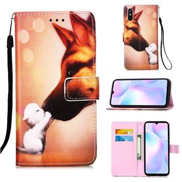 Hound Kiss Matte Leather Wallet Phone Case for Xiaomi Redmi 9A