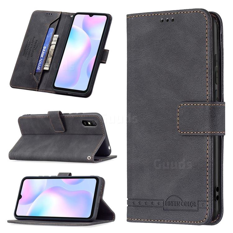 Binfen Color RFID Blocking Leather Wallet Case for Xiaomi Redmi 9A - Black