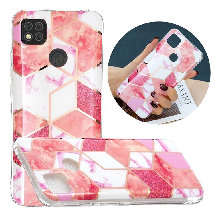Cherry Glitter Painted Marble Electroplating Protective Case for Xiaomi Redmi 9C