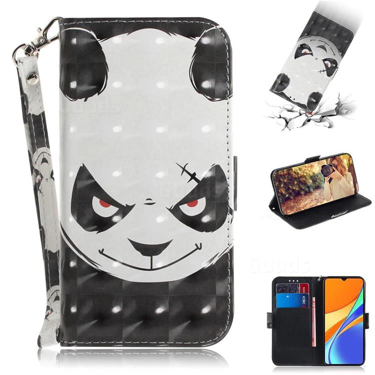 Angry Bear 3D Painted Leather Wallet Phone Case for Xiaomi Redmi 9C