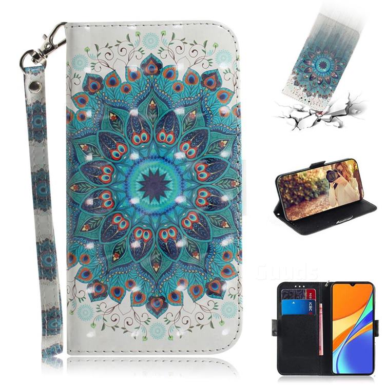 Peacock Mandala 3D Painted Leather Wallet Phone Case for Xiaomi Redmi 9C