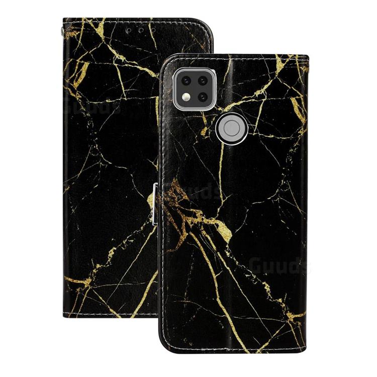 Black Gold Marble PU Leather Wallet Case for Xiaomi Redmi 9C