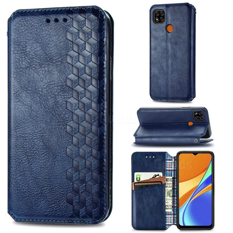 Ultra Slim Fashion Business Card Magnetic Automatic Suction Leather Flip Cover for Xiaomi Redmi 9C - Dark Blue