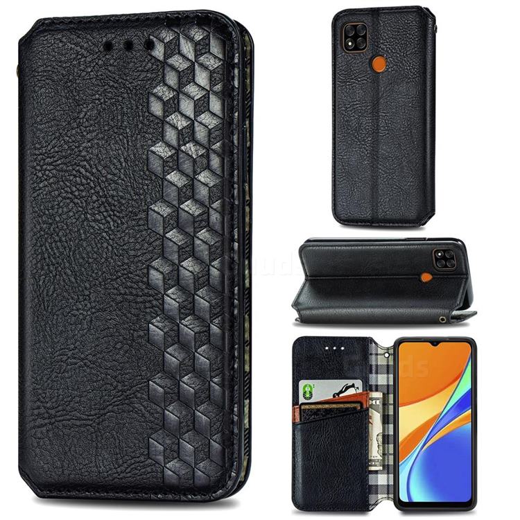 Ultra Slim Fashion Business Card Magnetic Automatic Suction Leather Flip Cover for Xiaomi Redmi 9C - Black